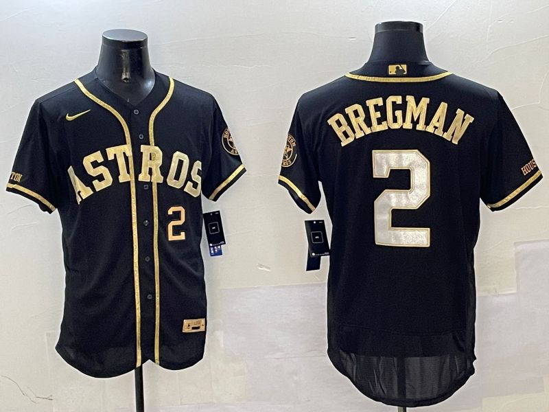 Men Houston Astros 2 Bregman Black Gold Elite 2025 Nike MLB Jersey style 3